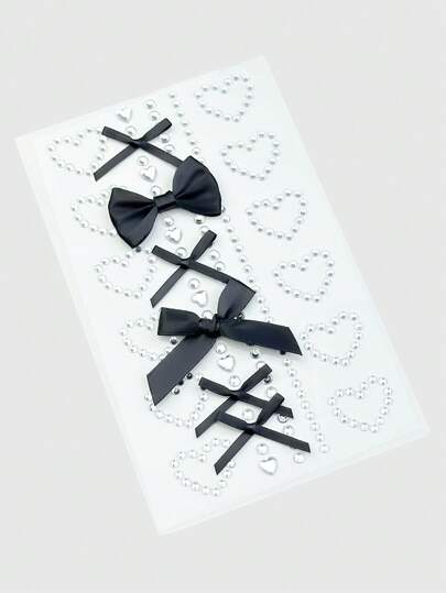 Kawaii 1pc Bow Heart Sparkling Face Gem Sticker