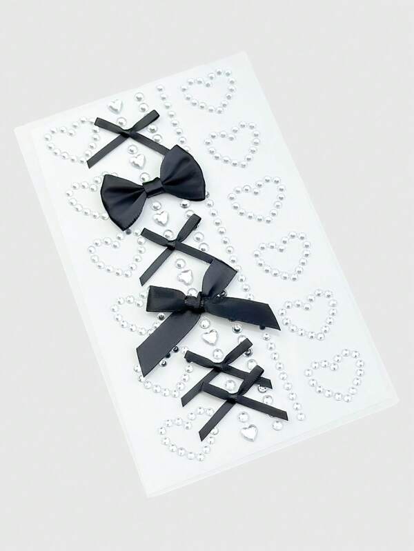 ROMWE Kawaii 1pc Bow Heart Sparkling Face Gem Sticker