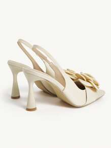 CUCCOO CHICEST Women's Fashion 3D Floral Decor Pointed Toe High Heel Pumps - Apricot - View 5