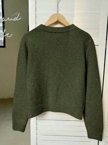 Franclia Women's Minimalist Versatile Solid Color Cardigan Fall Winter Cloth For Women - Army Green - View 2