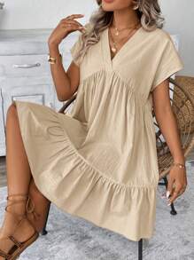 SHEIN LUNE Vestido informal rosado corto para vacaciones, romántico, de playa y verano para mujeres