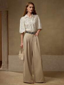 MOTF PREMIUM EMBROIDERY CONTRAST SEQUIN SHIRT - Gold - View 4