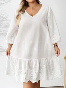 SHEIN CURVE+ Vestido casual holgado con mangas sueltas y estampado para mujer talla grande, ideal para primavera/verano o vacaciones estilo bohemio