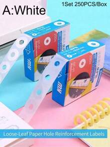 250pcs Hole Punch Protector Labels Loose Leaf Paper Hole Reinforcement Labels Round Stickers Self Adhesive Binding Paper Sticker,Back To School,School Supplies, Durable, Ease Of Use, Giftable, Versatile - Multicolor - View 3