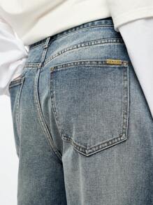 SUMWON WOMEN Pantalones vaqueros holgados de pierna ancha, lavado vintage, de cintura alta, de ajuste relajado, estilo Y2K, ropa de calle, pantalones vaqueros casuales de moda de otoño e invierno