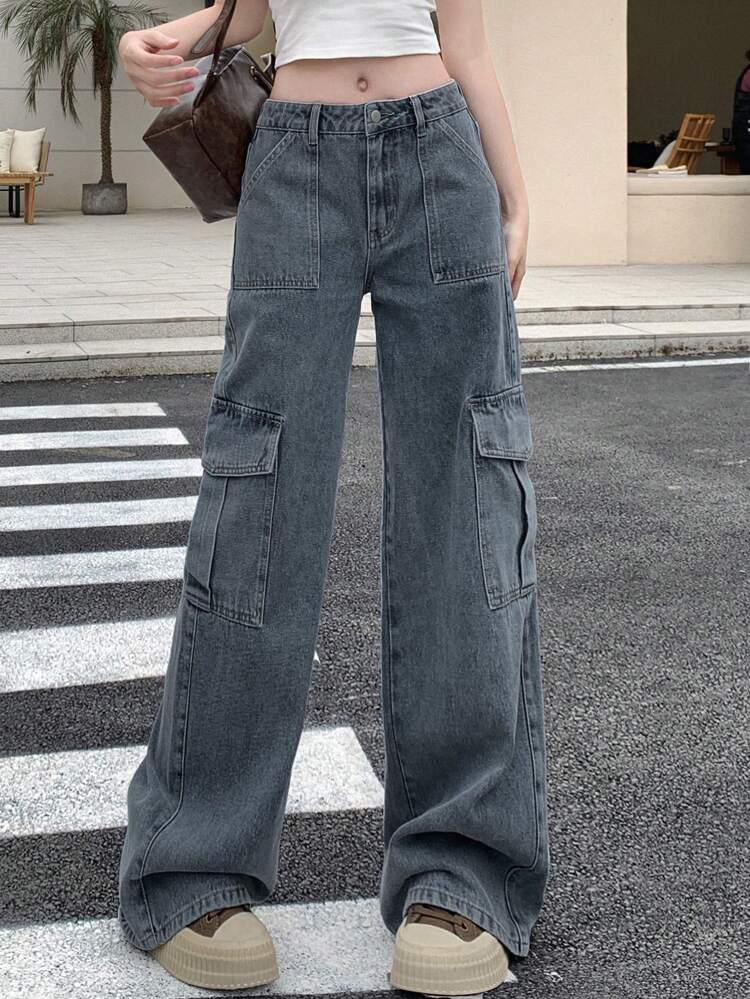 Women's Low Waist Casual Cargo Jeans