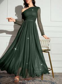 Modelyn Women's Long Dress, Minimalist Style Suitable For Summer - Dark Green - View 3