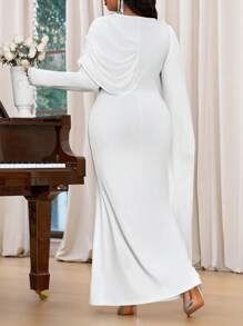 Fleurora Spring And Summer Autumn And Winter Elegant Party Wedding Valentine's Day Cocktail Party Concert/Music Festival White Knitted Chiffon Round Neck Mermaid Mermaid Contrast Mesh Long Long Sleeve Plus Size Dresses Elegant Women Dresses Classy Outfits Elegant Dress Wedding Valentines Clothes Valentines Valentine's Day Dress Spring Outfits For Women Valentine's Day Outfit Plus Size Women Clothes Romantic Dresses Birthday Outfits For Women Spring Outfits For Women Spring Dresses For Women Concert Outfit Women Festival Outfits For Women Spring Break Outfits Modesty Clothes Women Concert Outfits Plus Size Dress Elegant Formal Dress For Women Formal Dress For Wedding Festival Outfits Festival Festival Outfit Festival Outfits Women Women Dresses White - White - View 2