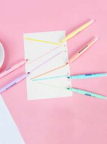 SHEIN 1/2/3Set 6 Colors Highlighter Pens Double Head Fluorescent Marker Pens Color Jelly Type Marking Pen Set For Office & School Supplies Back To School