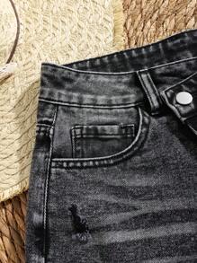 Soleia Shorts vaqueros para mujer, shorts ajustados casuales de vacaciones, shorts occidentales de verano de estilo rave festival Y2K negros para shorts negros de verano, shorts vaqueros para mujer, shorts de culo alto de cintura alta - Negro - Ver 4