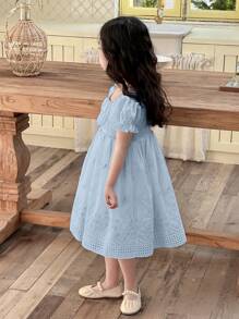 DAZY Girls Young Girl Fall Embroidered Dress - Baby Blue - View 3