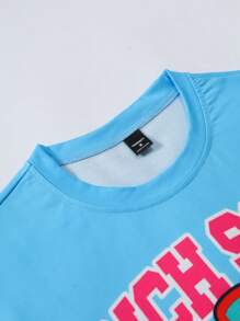 Manfinity EMRG Men Solid Patch Round Neck Short Sleeve Print Casual Top & Shorts 2 Pieces Set