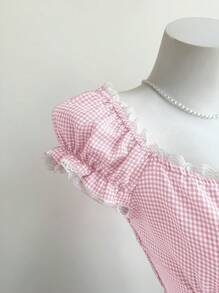 SHEIN Unity 女士清新休闲收腰度假方领衬衫