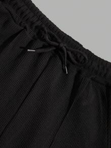 RueChic Men Waffle Fabric Patched Regular Short - Black - View 4