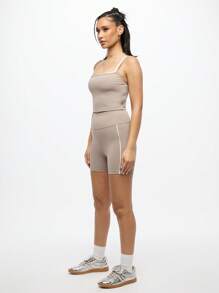 SUMWON WOMEN 运动压缩自行车短裤高腰跑步锻炼瑜伽舞蹈训练健身吸湿排汗健身健身房骑行运动服 - 灰色 - 查看 4