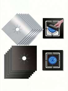 6pcs Gas Stove Protection Pads (10.6 In X 10.6 In ) Reusable, High Temperature Stable, Oil Resistant, Non Stick, Easy To Clean, Kitchen Accessories - Multicolor - View 1