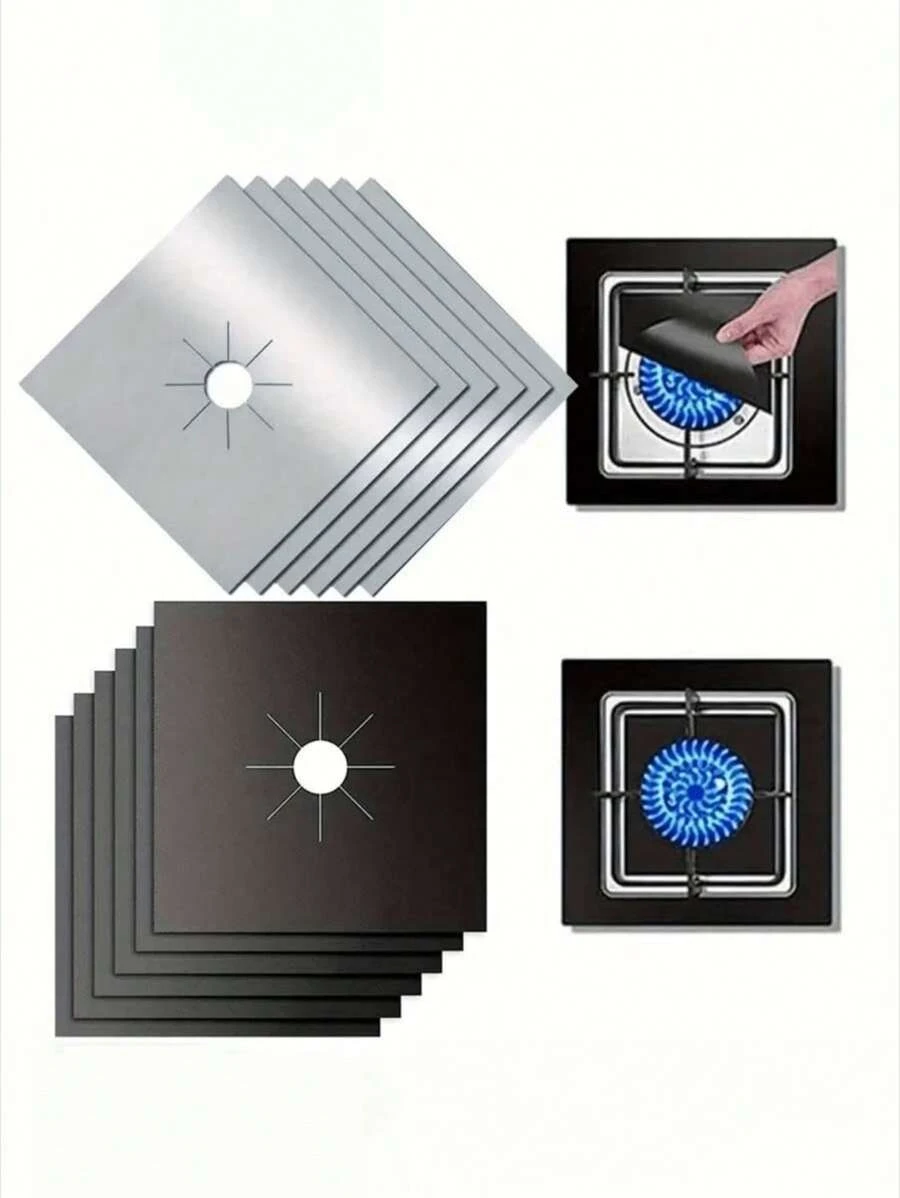 6pcs Gas Stove Protection Pads (10.6 In X 10.6 In ) Reusable, High Temperature Stable, Oil Resistant, Non Stick, Easy To Clean, Kitchen Accessories - Multicolor - View 1