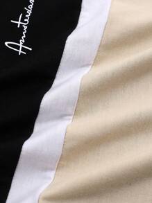 Manfinity Homme Men's Ins Fashion Casual Sports Style Multi-Color Stitching English Letters Printed Sleeveless Top And Drawstring Shorts Set, Stitching Design Top Men's Shorts Set, Comfortable Fabric And Excellent Workmanship Suitable For Daily Wear, Going Out, Meeting Friends, Going To School, Sports And Leisure. Can Be Used As A Gift For Father, Boyfriend, Husband, Son - Multicolor - View 2