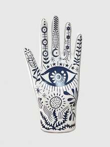 ROMWE Fairycore 1pc Hand-Shaped Ceramic Jewelry Tray, Desktop Decor Finger Ring Display Stand (Minor Defects On Bottom Are Normal Ceramics Crafting Phenomenon) - Multicolor - View 2