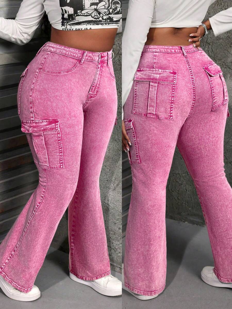 Slaydiva Quần Jeans Nữ Cỡ Lớn Quần Ống Loe Co Giãn Ôm Sát Quần Legging Xanh Quần Legging Giáng Sinh Quần Jeans Denim Quần Nữ Cao Quần Ống Loe Quần Nữ Cao Quần Jeans Denim Quần Jeans Nữ Cao Quần Jeans Loe Nữ Quần Jeans Cargo Quần Jeans Co Giãn - Hồng - Xem 1