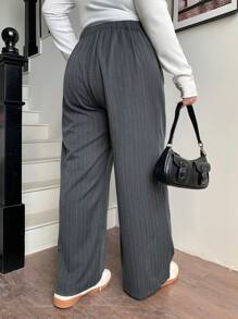 Dazy Plus Trekkoord Taille Losse Gestreepte Casual Lange Broek, Alle Seizoenen