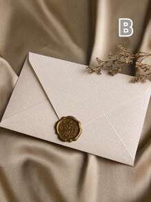 SHEIN 1 Busta di carta monocromatica e 1 adesivo sigillo ceralaccato, busta multifunzione vintage per scuola e ufficio per il rientro a scuola