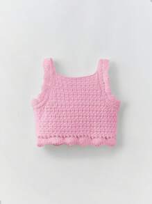 Maija Kids Maija Kids 2 件套年轻女孩休闲度假套装：透气网眼花瓣边短款吊带背心和短裤，适合室内和室外穿着，春夏季