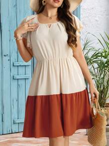 SHEIN Clasi Vestido Plus Size Feminino Vazado Renda Babados Patchwork, Vestido Refrescante Anti-estresse, Vestido Longo de Noite, Elegante Moda Feminina Lounge, Roupas de Verão para Mulheres, Dia de São Patrício, Roupas Rave, Festival, Roupas de Férias de Primavera, São Patrício, Boho - Multicolorido - Ver 5