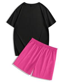 Manfinity EMRG Bộ áo thun tay ngắn và quần short nam, tối giản và thời trang, phù hợp cho mùa hè - Nhiều màu - Xem 3