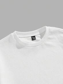 Manfinity VCAY 2 件装男士休闲提花罗纹纯色修身短袖 T 恤 - 彩色 - 查看 7