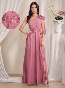 Coutiva Elegant Lace Sleeve Butterfly Embroidered Off The Shoulder Formal Dress, Bridesmaid Dress Music Festival  Spring/Summer