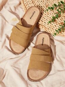 Styleloop Women's Casual Flat Slide Sandals - Camel - View 1