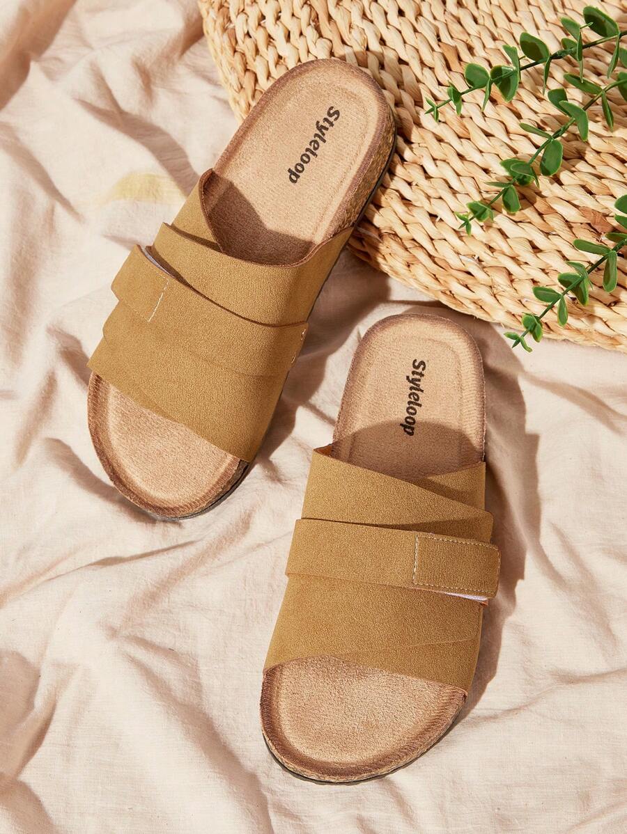 Styleloop Women's Casual Flat Slide Sandals - Camel - View 1