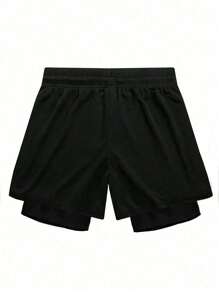 Manfinity Sport Corelite 1pc Men's Fitness Shorts, Running Training Shorts, Basketball Shorts, With Quick-Dry Lining And 2-In-1 Design, Spring And Summer