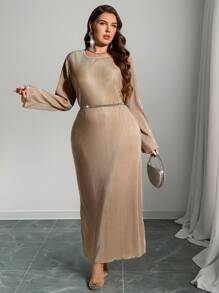 SHEIN Privé Vestidos de mujer de talla grande, vestidos elegantes, vestidos largos de fiesta, vestido de diosa griega vestido dorado, vestido de fiesta vestido beige de mujer vestido de vacaciones falda de hada - Dorado - Ver 4