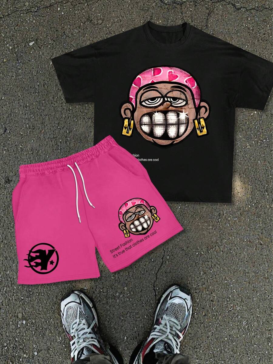 Manfinity EMRG Bộ áo thun tay ngắn và quần short nam, tối giản và thời trang, phù hợp cho mùa hè - Nhiều màu - Xem 1