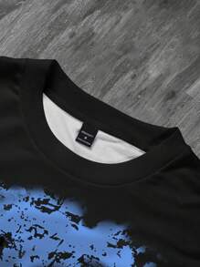 Manfinity EMRG Áo thun nam cổ tròn tay dài in hình Tượng Nữ thần Tự do, thường ngày cho mùa thu - màu đen - Xem 5