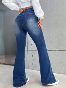 SHEIN Tall 女士牛仔裤 黑色紧身喇叭裤 交叉腰喇叭裤 喇叭紧身裤 秋季女装 秋季