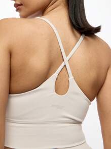 SUMWON WOMEN Strappy Sports Camisole Performance Tank Top Moisture Wicking Removable Padded Cups Yoga Athletic Training Running Workout Studio High Impact Activities