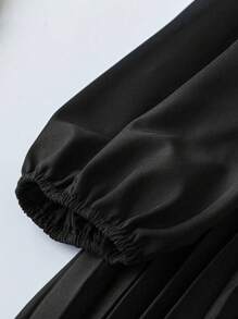 DreamSkyne Plus Size Women Pleated Lantern Sleeve A-Line Dress Fall Cloth For Women - Black - View 4