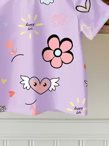 女宝宝休闲简约短袖圆领上衣，适合夏季