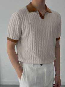 DAZY Jersey holgado de punto de verano para hombre con parches de colores contrastantes