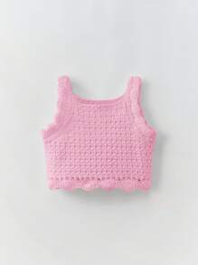 Maija Kids Maija Kids 2 件套年轻女孩休闲度假套装：透气网眼花瓣边短款吊带背心和短裤，适合室内和室外穿着，春夏季