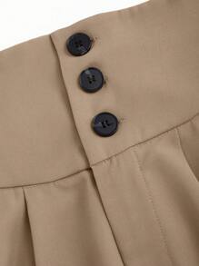 SHEIN Unity Plus Size High Waist Loose Flowy Versatile Women's Pants, Spring - Khaki - View 5