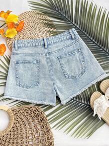 Soleia 女士蓝色牛仔低腰破洞短裤 女士沙滩装 夏季女士夏季装 短裤 狂欢装 节日西部波西米亚风 女士牛仔短裤 女士牛仔短裤 短裤 夏季短裤 女士牛仔短裤 短靴短裤 高腰短裤 女士牛仔短裤