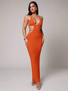 Silquee Vestido de mujer negro de longitud media para las temporadas de primavera y verano, sexy con escote en V profundo y abertura lateral, confeccionado en ganchillo con detalle hueco, ideal para cubrir la playa o la piscina