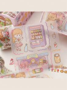 SHEIN 1box(8pcs) Kawaii Cartoon Aesthetic Stickers PVC Waterproof Journal Stickers Set For Bullet Journaling Notebook Diary Scrapbooking Planner Decoration School Supplies Valentines Day Birthday Gifts Teens Students