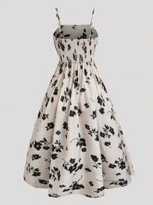 SHEIN Unity 女式修身碎花复活节吊带迷你连衣裙 + 雪纺披肩夹克套装，修身大码两件套 - 彩色 - 查看 3