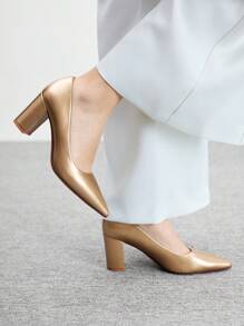 CUCCOO BIZCHIC Women's Elegant Minimalist Gold High Heels, Fashion Party Shoes - Champagne - View 3