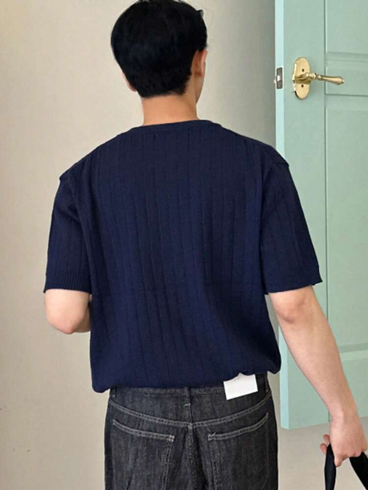 Men's Casual Solid Color Knitting Sweater For Summer
